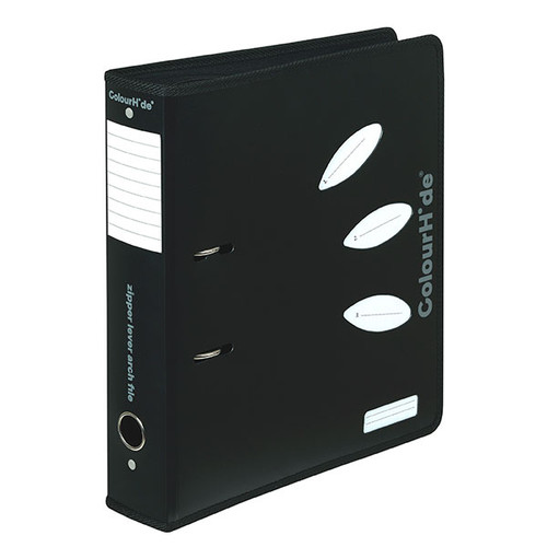 COLOURHIDE LEVER ARCH FILE ZIPPER A4 70MM BLACK
