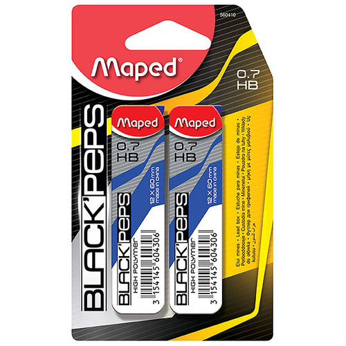 MAPED BLACK PEPS LEAD CASE REFILL HB PACK 2 0.7MM (PK2)