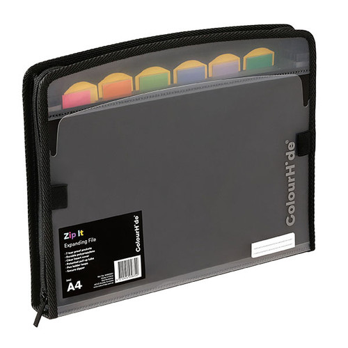 COLOURHIDE EXPANDING FILE ZIP IT PP DARK GREY