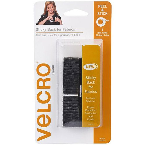 VELCRO FABRIC STRIPS 19MM X 60CM BLACK