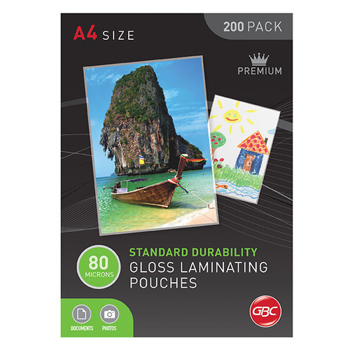 GBC LAMINATING POUCH A4 80 MICRON PK200