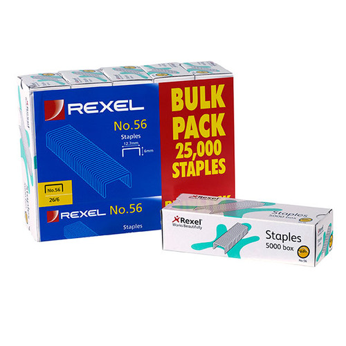 REXEL STAPLES 26/6MM BX5000 BULK 5PK