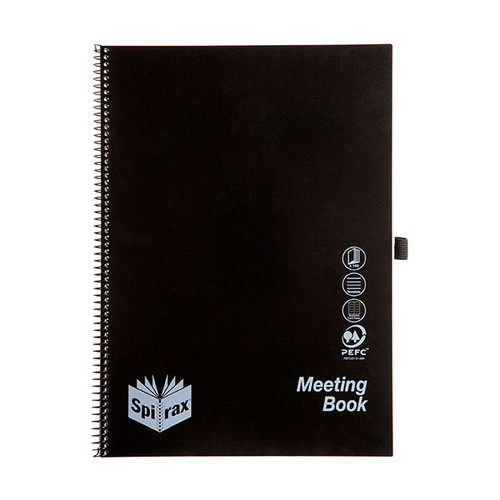 SPIRAX P703 MEETING BOOK SPIRAL BOUND 140 PAGE A4 BLACK