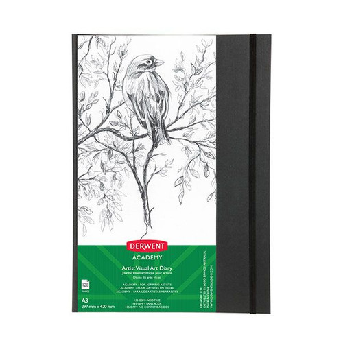 DERWENT ACADEMY HARDCOVER CASEBOUND VISUAL ART DIARY A3 PORTRAIT (128 PAGES)