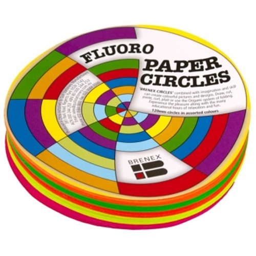 FLUORO CIRCLES 120MM DIAMETER SINGLE SIDED - ASSORTED 120 SHEETS