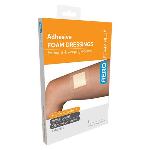 AEROFOAM PLUS Adhesive Foam Dressings 10 x 10cm Box of 2