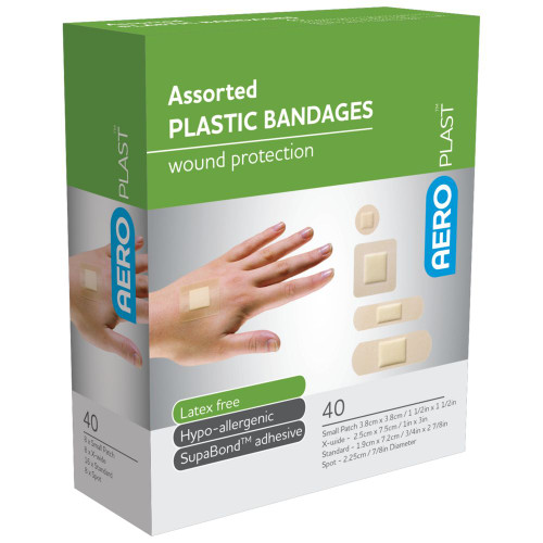 AEROPLAST Plastic Assorted Dressings, Box of 40