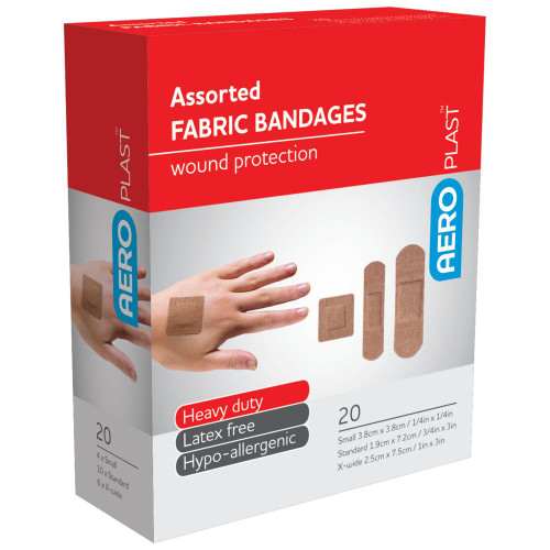AEROPLAST Premium Fabric Assorted Dressings, Box of 20