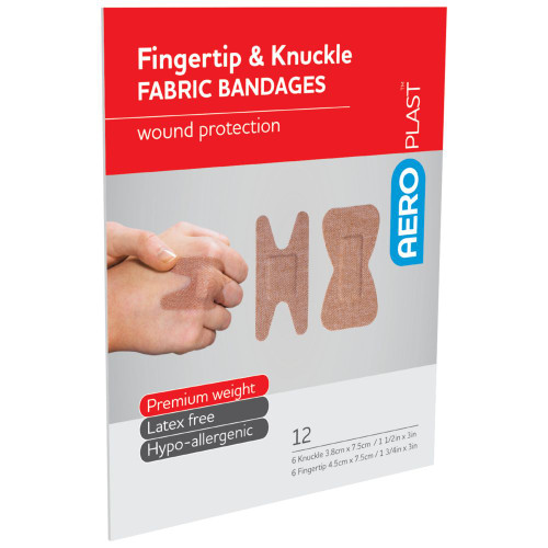 AEROPLAST Premium Fabric Fingertip & Knuckle Dressings, Pack of 12