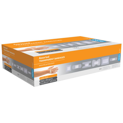 AEROPLAST Transparent Assorted Dressings, Box of 100