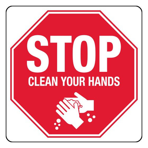 Poly Clean Hands Stop Sign 30 x 30cm, Each