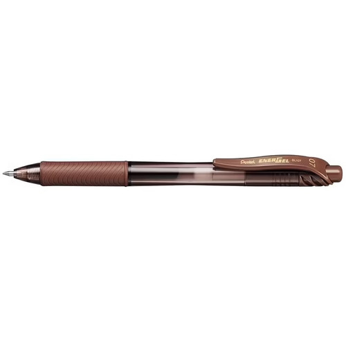 Pentel BL107 Energel X Liquid Gel Pen Retractable Fine 0.7mm Brown, Box of 12
