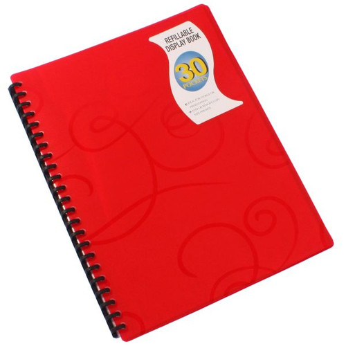 Bantex Jewel Refillable Display Book PP A4 30 Pockets - Red (31860)