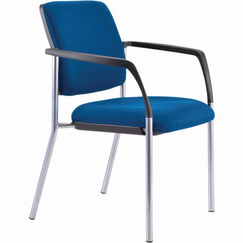 Buro Lindis 4 Leg Chair With Arms Silver Powdercoated Frame Blue Fabric Seat and Back