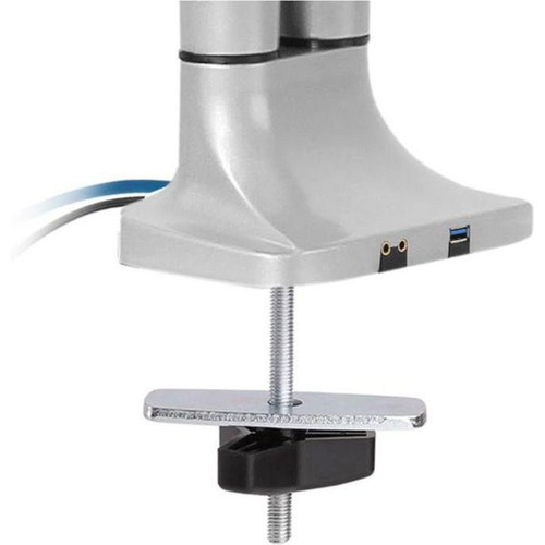 EMA10 Series Dual Monitor Arm Slim Aluminium with Cable Channel and USB Silver Black