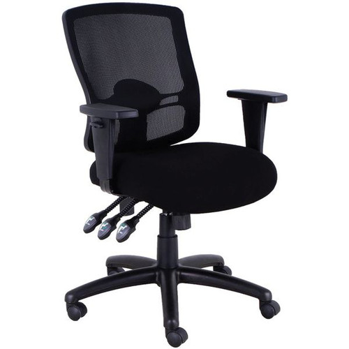 Wrangler Mesh Mid Back Office Chair With Arms Antimicrobial Black Fabric