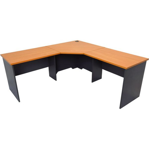 Rapid Worker 3 Piece Corner Workstation 1800Wx1800Wx600D Cherry and Ironstone