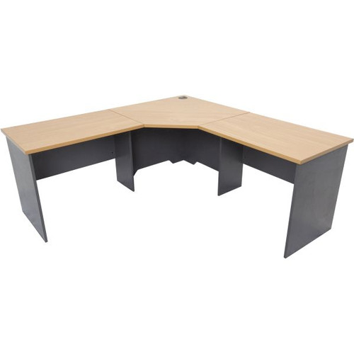 WORKSTATION CORNER 3 PIECE 1800(W) x 1800(W) x 700(D) x 720H BEECH / CHARCOAL