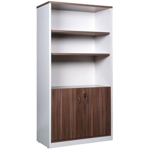 OM Premiere Half Door Storage Cabinet 1800Hx900Wx450mmD 2 Shelf Casnan and White