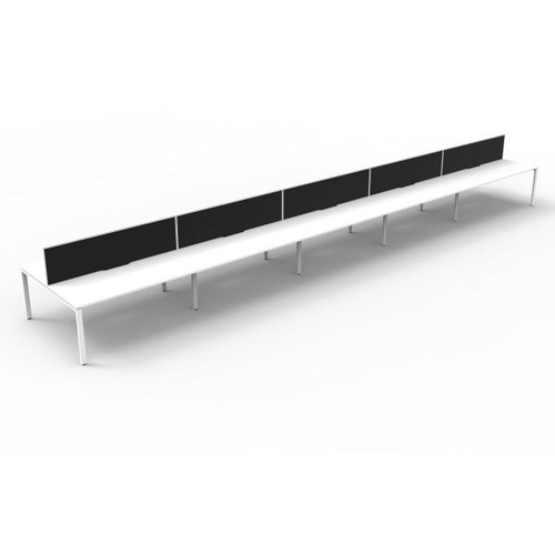 Deluxe Profile Workstation 10 Person With Screen 1500Wx750D White Top White Double Frame