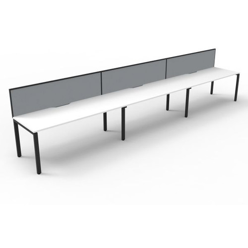 Deluxe Profile Workstation 3 Person With Screen 1200Wx750D White Top Black Single Frame