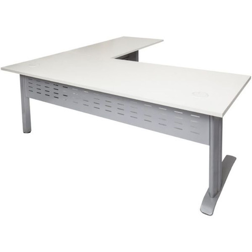 Rapid Span Desk with Return 1800Wx1800Wx700mmD 2 Piece White Top Silver Steel Frame