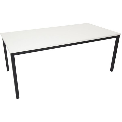 Steel Frame Education Table 1500Wx750mmD with 40mm Black Tube Frame and White Top