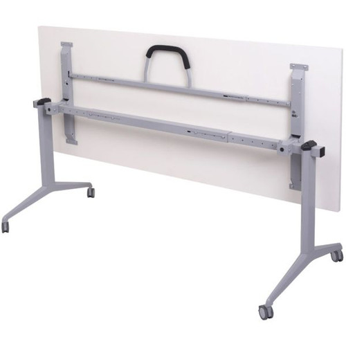 Rapid Mobile Flip Top Table 1500Wx750mmD Precious Silver Frame White Top
