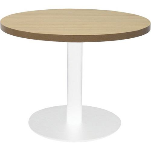 Rapidline Round Coffee Table 600mm Diam Top Natural Oak with White Satin