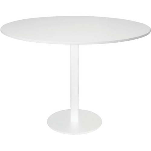 Rapidline Round Meeting Table 1200mm Diam Top Natural White White Satin