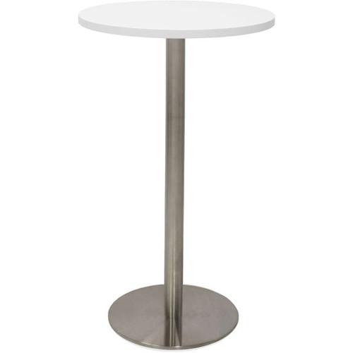 Rapidline Round Dry Bar Table 600mm Diam Top Natural White Stainless Steel