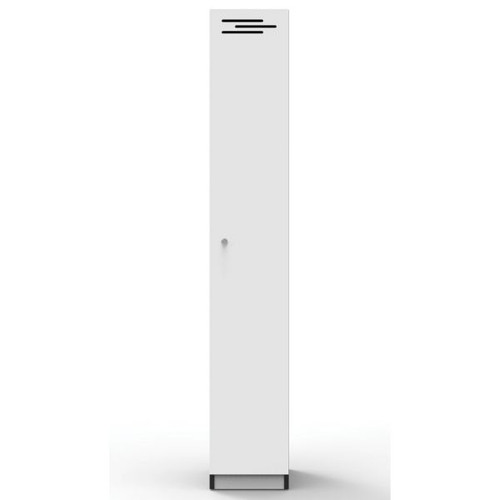 Infinity Melamine Locker 1 Door 1850Hx305Wx455mmD White with Black Edging