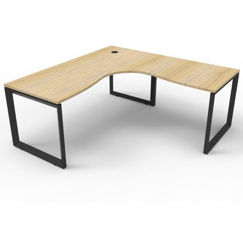 Deluxe Loop Corner Desk 1800Wx1800Wx750D Oak Top Black Frame