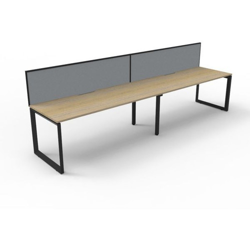 Deluxe Loop Workstation 2 Person With Screen 1200Wx750D Oak Top Black Single Frame
