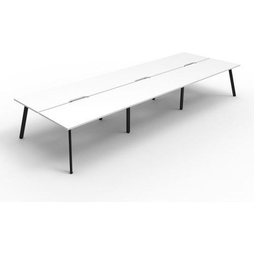 Eternity Workstation 6 Person No Screen 1200Wx750D White Top Black Double Frame