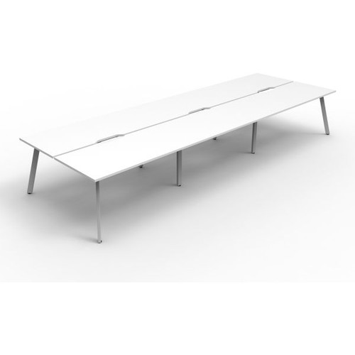 Eternity Workstation 6 Person No Screen 1200Wx750D White Top White Double Frame