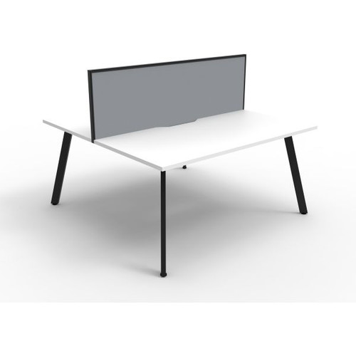Eternity Workstation 2 Person With Screen 1800Wx750D White Top Black Double Frame