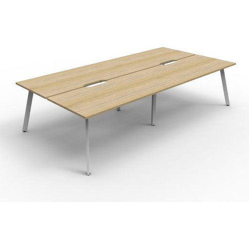Eternity Workstation 4 Person No Screen 1800Wx750D Oak Top White Double Frame