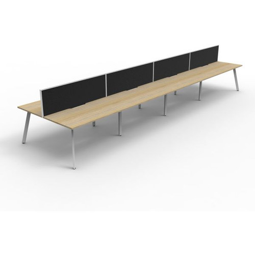 Eternity Workstation 8 Person With Screen 1200Wx750D Oak Top White Double Frame