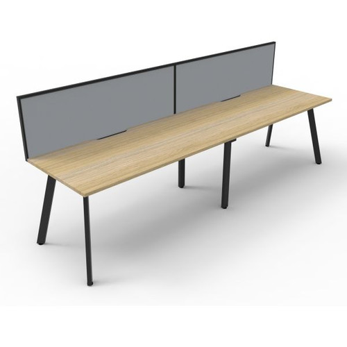 Eternity Workstation 2 Person With Screen 1500Wx750D Oak Top Black Single Frame