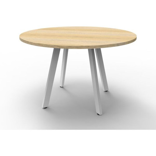 Eternity Round Meeting Table 900mm Diam Top Oak Top White Base