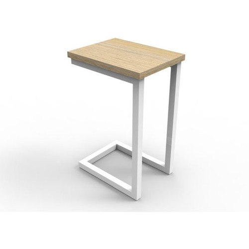 Eternity Rectangle Side Table 600Hx300Wx400D Oak Top White Base