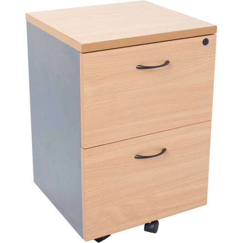 RAPID WORKER 2 DRAWER MOBILE PEDESTAL - BEECH/IRONSTONE