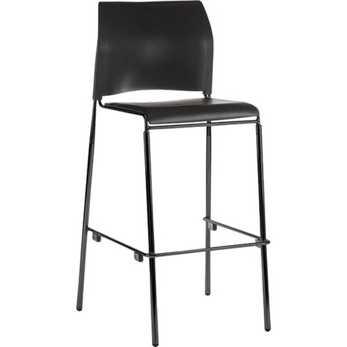 Buro Maxim 4 Leg Barstool Black Powdercoated Frame Black Poly Seat and Back