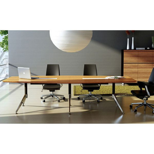 NOVARA BOARDROOM TABLE W 3000 x D 1200 x H 750mm Zebrano with cable tray