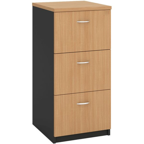 FILING CABINET 3 DRAWER 468(W) X 510(D) X 990(H) BEECH / CHARCOAL