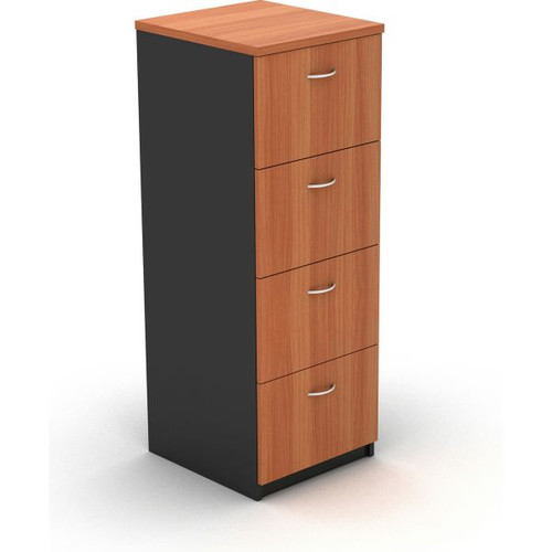 OM Classic Filing Cabinet 4 Drawer 1320Hx468Wx510mmD Cherry and Charcoal