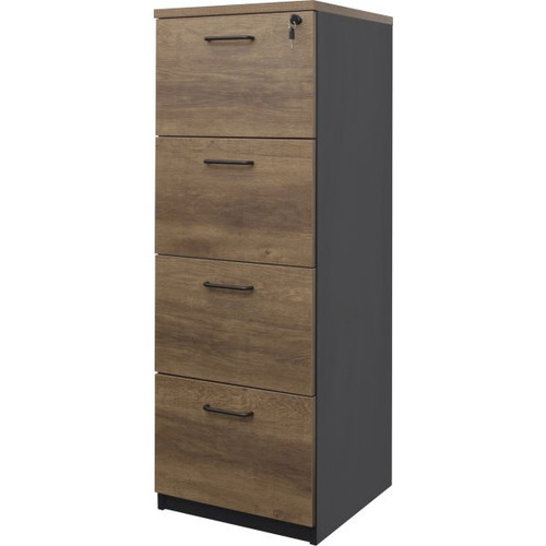 OM Premiere 4 Drawer Filing Cabinet 468W x 510D x 1320mmH Regal Walnut/Charcoal