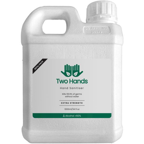 Two Hands Hand Sanitiser 1L Gel Refill 60% Alcohol