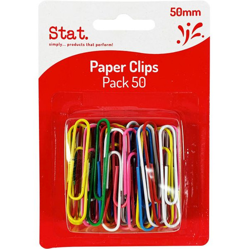 STAT  50MM MULTI COLOUR PAPER CLIPS